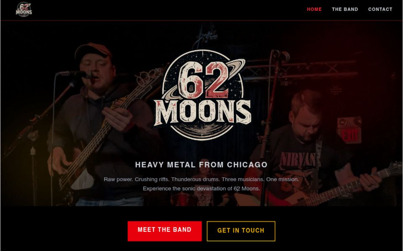 62 Moons Band Website screenshot